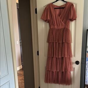 Jessakae Mauve Tulle Tiered Dress